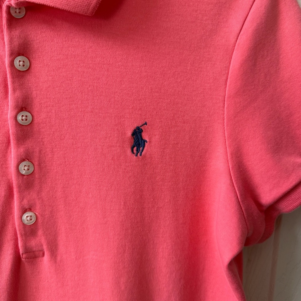Polo Ralph Lauren Coral Pink Mesh Polo Dress Women’s Size Large - Picture 5 of 10